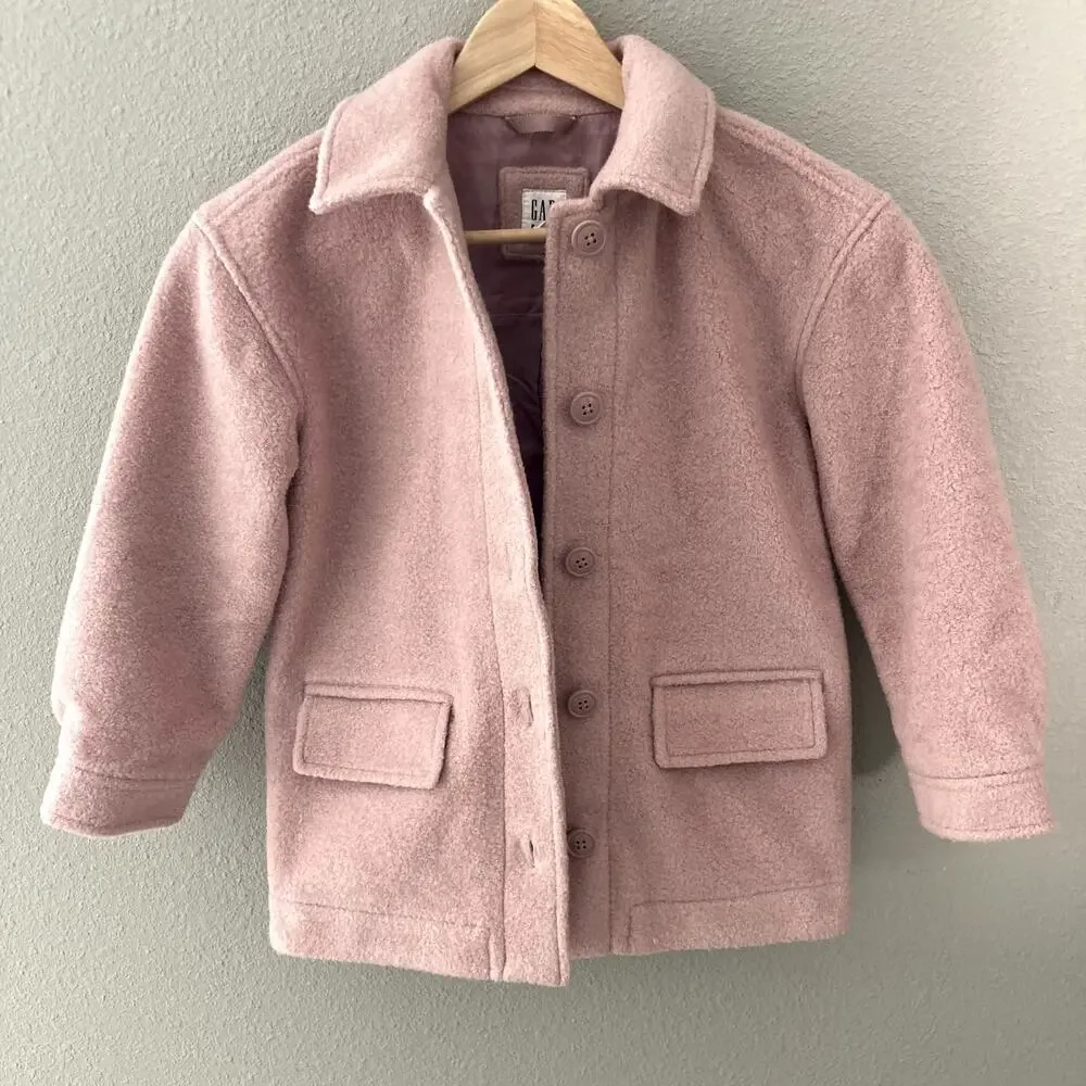 Gap Boucle Jacket - Button Front Collar - Antique Pink - Small